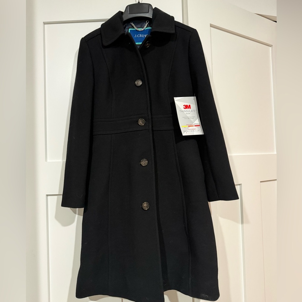 J. Crew ‘classic lady day coat’ 0P in black Italian double cloth wool